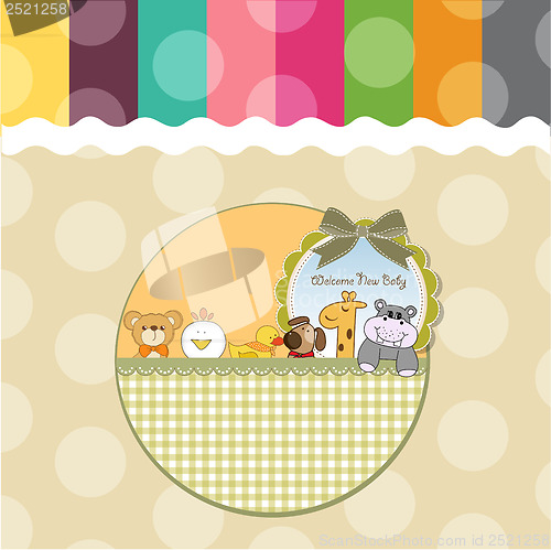 Image of baby shower card with funny animals