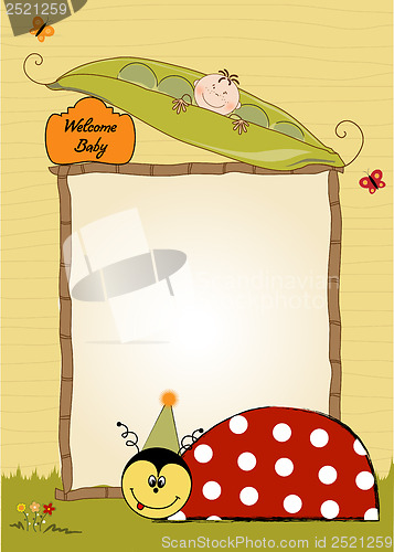 Image of happy birthday card with ladybug