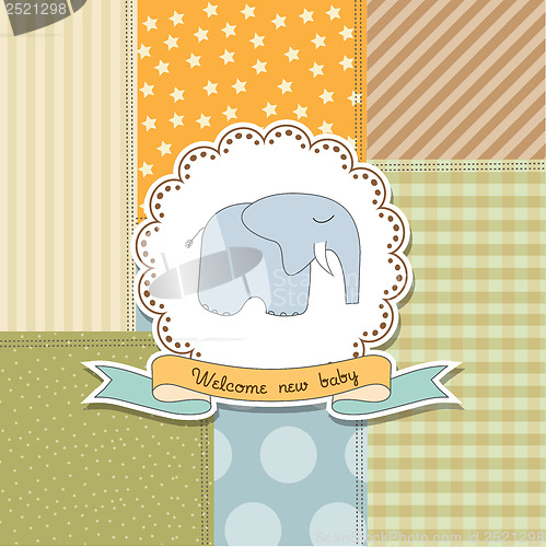 Image of  baby boy announcement card with elephant