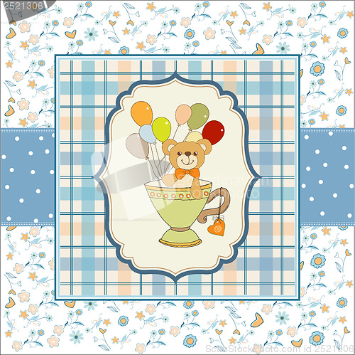 Image of baby shower card with cute teddy bear