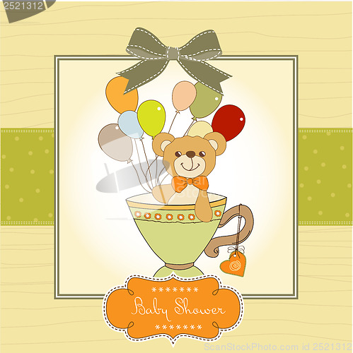 Image of baby shower card with cute teddy bear