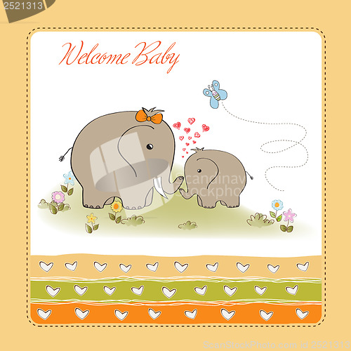 Image of baby shower card with baby elephant and his mother