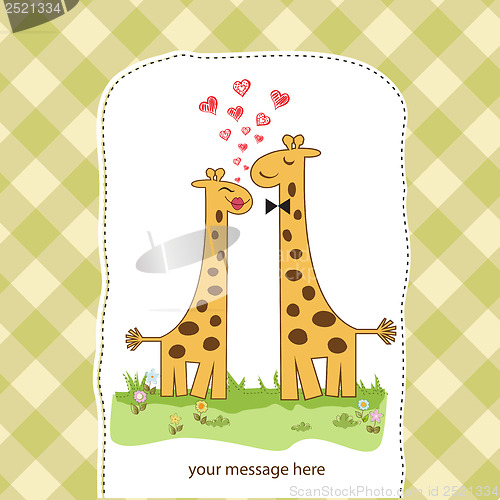 Image of Funny giraffe couple in love