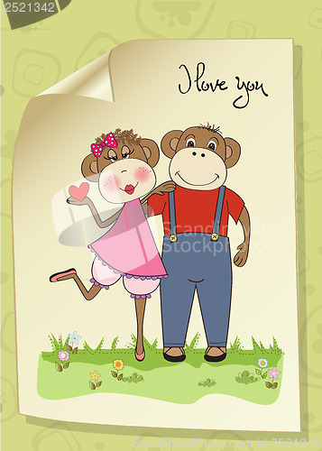 Image of monkeys couple in love