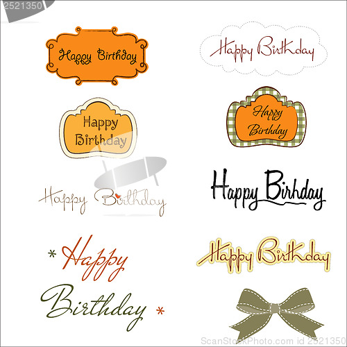 Image of happy birthday texts set isolated on white background