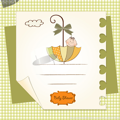 Image of baby shower card with umbrella