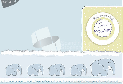 Image of new baby announcement card with elephant