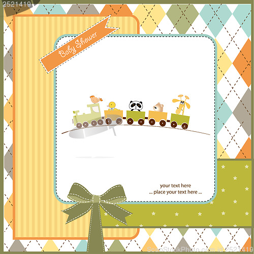 Image of baby  shower card with toy train