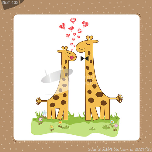 Image of Funny giraffe couple in love