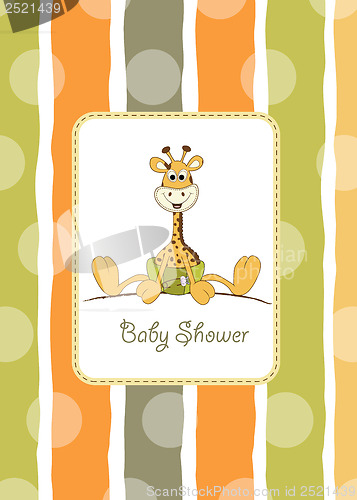 Image of baby shower card with baby giraffe