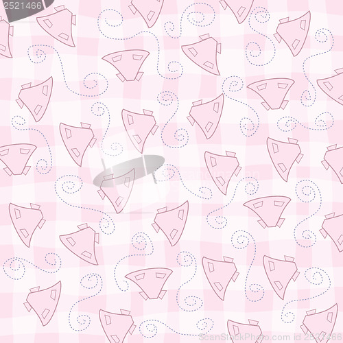 Image of childish seamless pattern with baby dresses