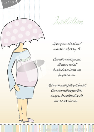 Image of baby announcement card with beautiful pregnant woman