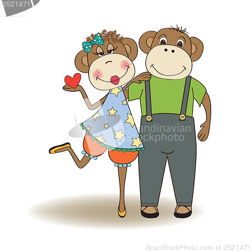 Image of monkeys couple in love