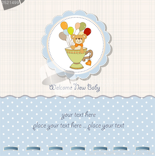 Image of baby shower card with cute teddy bear