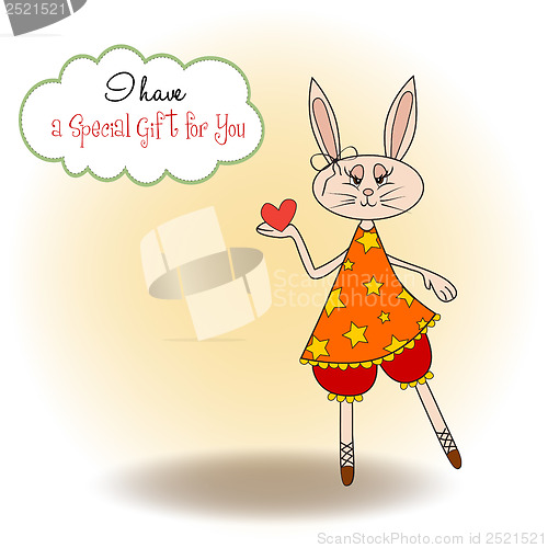 Image of cute little doe who gives her heart. romantic and funny love gre