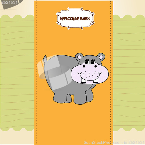 Image of new baby invitation with hippopotamus