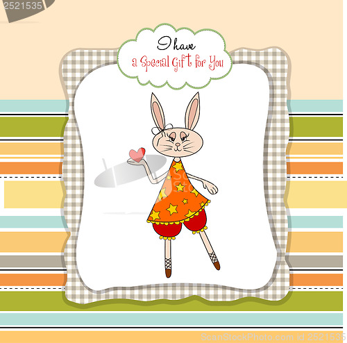 Image of cute little doe who gives her heart. romantic and funny love gre