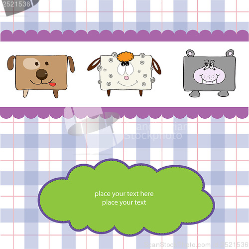 Image of baby shower card with funny cube animals