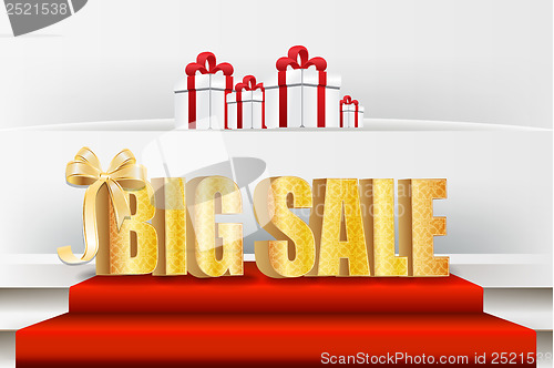 Image of 3D big sale, made of pure, beautiful luxury gold