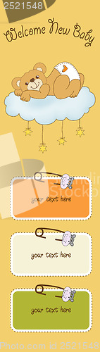 Image of baby shower card with sleepy teddy bear