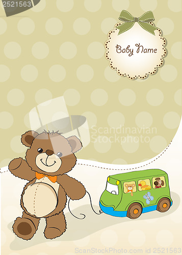 Image of baby shower card with cute teddy bear