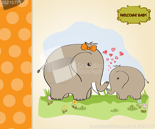 Image of baby shower card with baby elephant and his mother