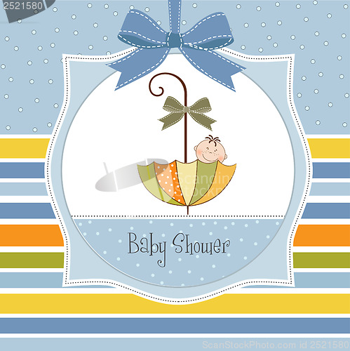 Image of baby shower card with umbrella