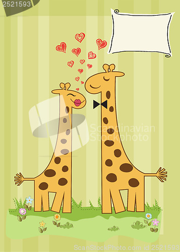 Image of Funny giraffe couple in love