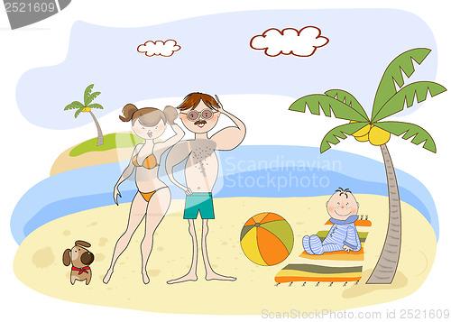 Image of happy family on the beach