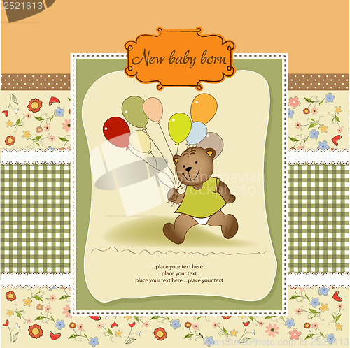 Image of baby shower card with cute teddy bear