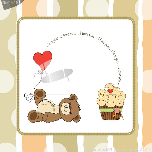 Image of cute love card with teddy bear