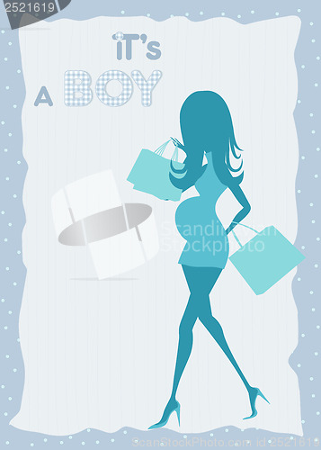 Image of baby announcement card with beautiful pregnant woman