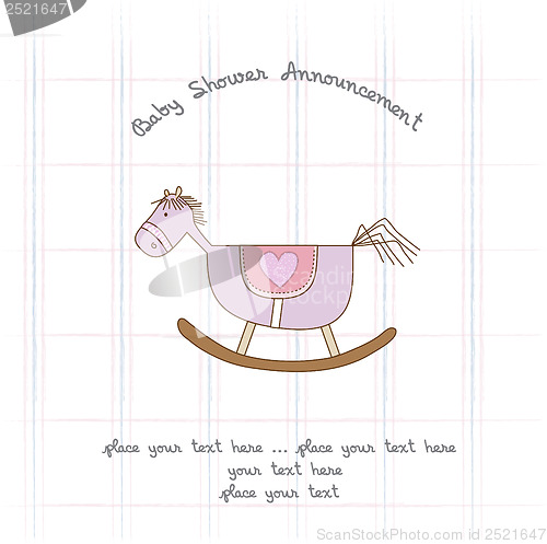 Image of baby shower card with wood horse