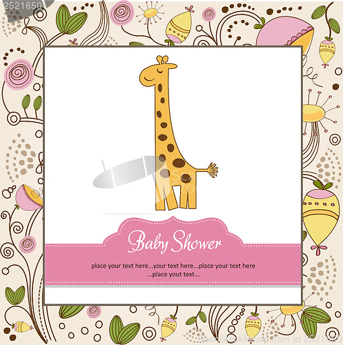 Image of new baby announcement card with giraffe