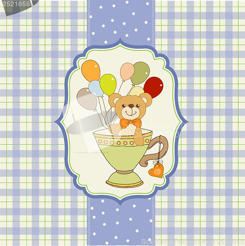 Image of baby shower card with cute teddy bear