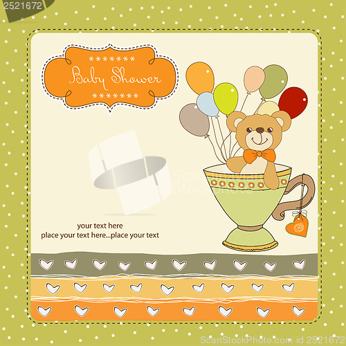 Image of baby shower card with cute teddy bear