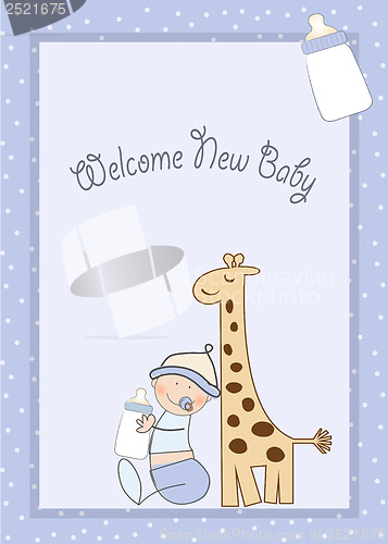 Image of new baby announcement card with kid