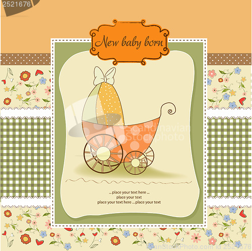 Image of baby shower card with cute stroller