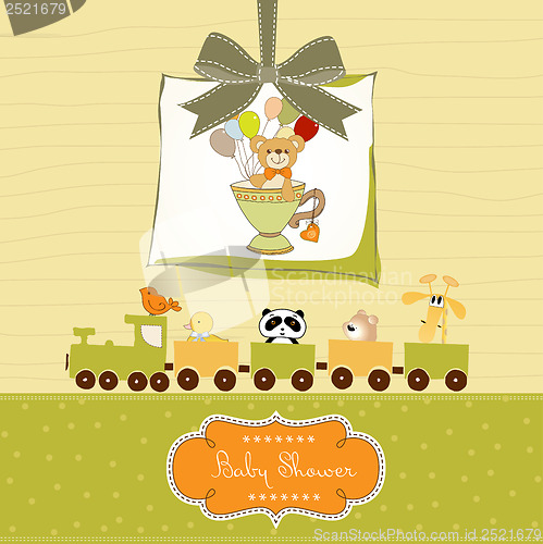 Image of baby shower card with cute teddy bear