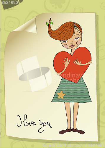 Image of romantic young girl with big heart