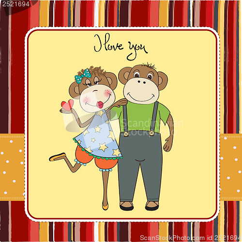 Image of monkeys couple in love