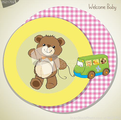 Image of baby shower card with cute teddy bear