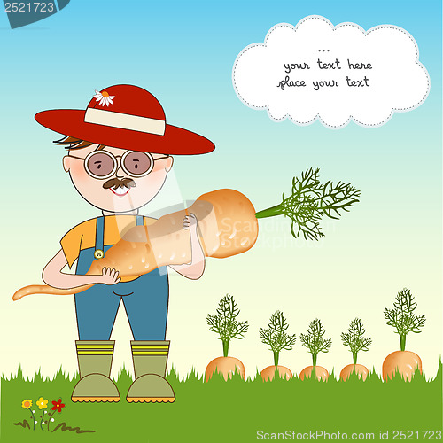 Image of gardener to harvest carrots