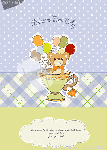 Image of baby shower card with cute teddy bear