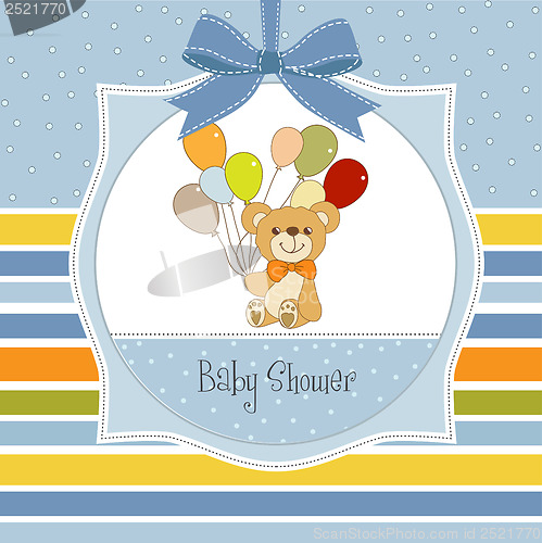 Image of baby shower card with cute teddy bear