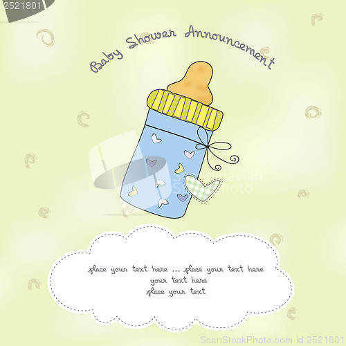 Image of baby shower card with bottle milk
