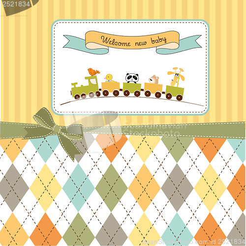 Image of baby  shower card with toy train