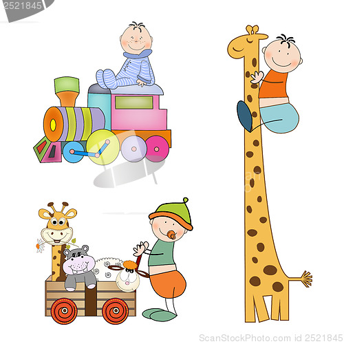 Image of new baby boy items set isolated on white background