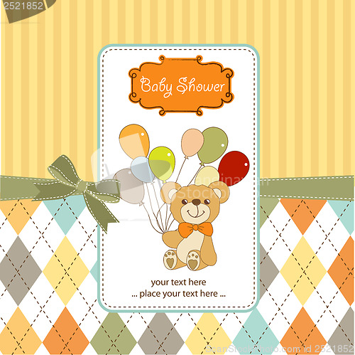 Image of baby shower card with cute teddy bear