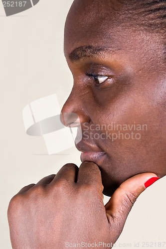Image of African woman  thinking
